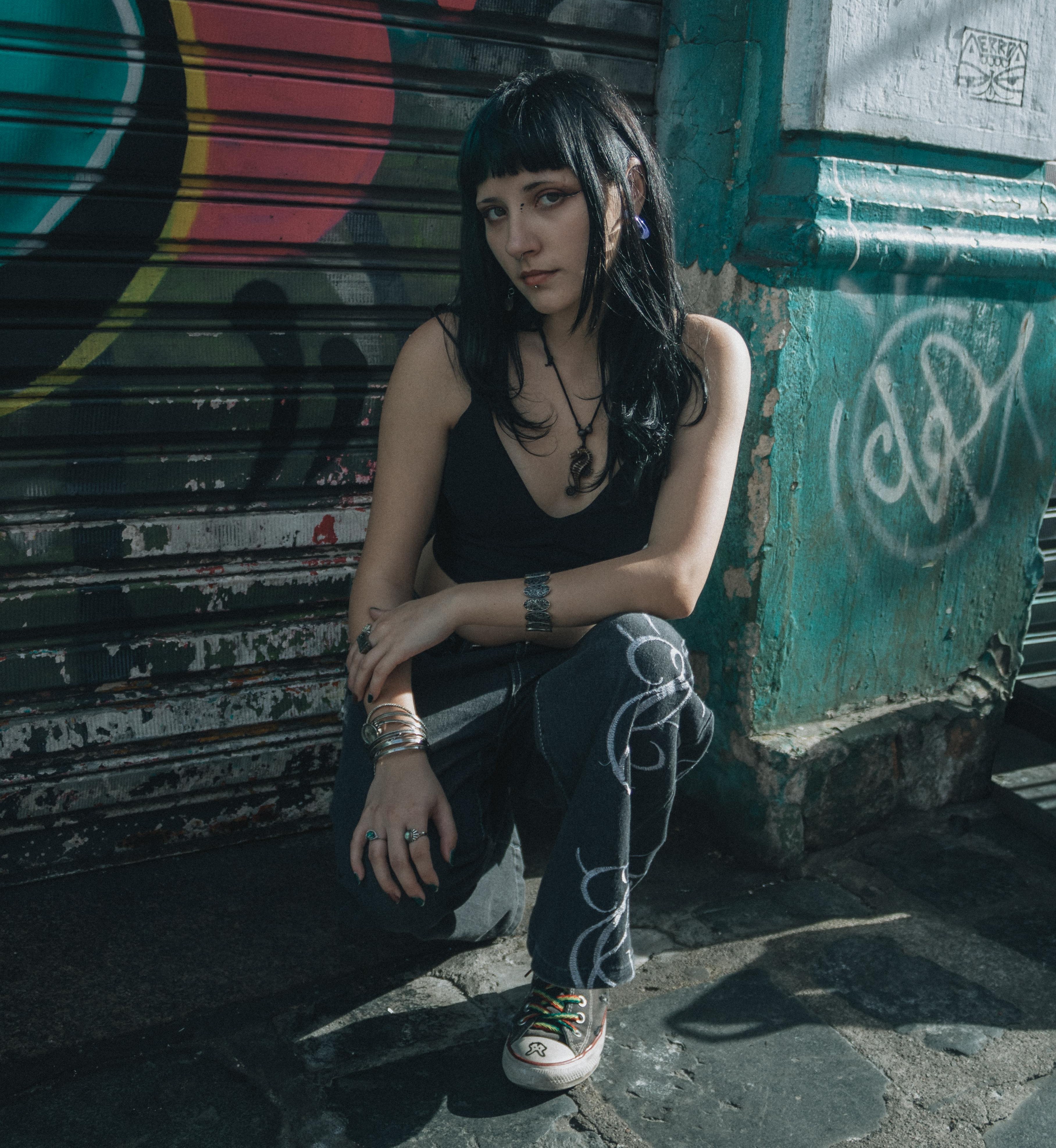 Everyday alternative outfit with dark basics and chunky shoes